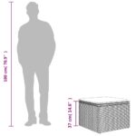 vidaXL Záhradná taburetka s vankúšom hnedá 55x55x37 cm polyratan – Obrázok 9