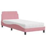 vidaXL Posteľ s matracom Dover ružový 90x200 cm zamat – Obrázok 2