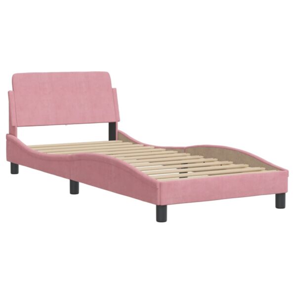 vidaXL Posteľ s matracom Dover ružový 90x200 cm zamat – Obrázok 4