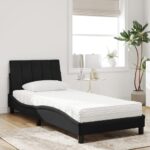 vidaXL Posteľ s matracom Hanko čierny 80x200 cm zamat – Obrázok 3
