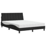 vidaXL Posteľ s matracom Hanko čierny 140x200 cm zamat – Obrázok 2