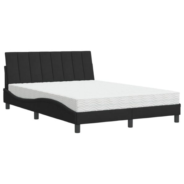 vidaXL Posteľ s matracom Hanko čierny 140x200 cm zamat – Obrázok 2