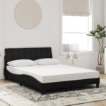 vidaXL Posteľ s matracom Hanko čierny 140x200 cm zamat – Obrázok 3