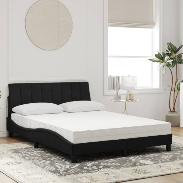 vidaXL Posteľ s matracom Hanko čierny 140x200 cm zamat – Obrázok 3