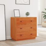 vidaXL Komoda voskovohnedá 80x40x75 cm borovicový masív – Obrázok 3