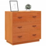 vidaXL Komoda voskovohnedá 80x40x75 cm borovicový masív – Obrázok 4