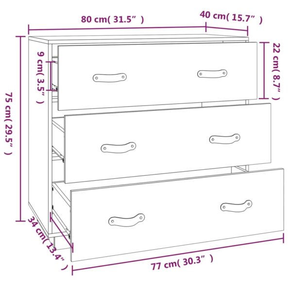 vidaXL Komoda voskovohnedá 80x40x75 cm borovicový masív – Obrázok 11