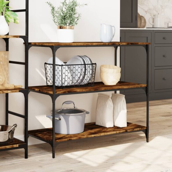 vidaXL Kuchynský vozík dymový dub 102x50x95 cm kompozitné drevo – Obrázok 3