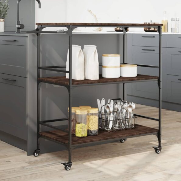 vidaXL Kuchynský vozík hnedý dub 100,5x50x105 cm kompozitné drevo – Obrázok 4