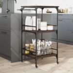 vidaXL Kuchynský vozík hnedý dub 60,5x50x105 cm kompozitné drevo – Obrázok 4