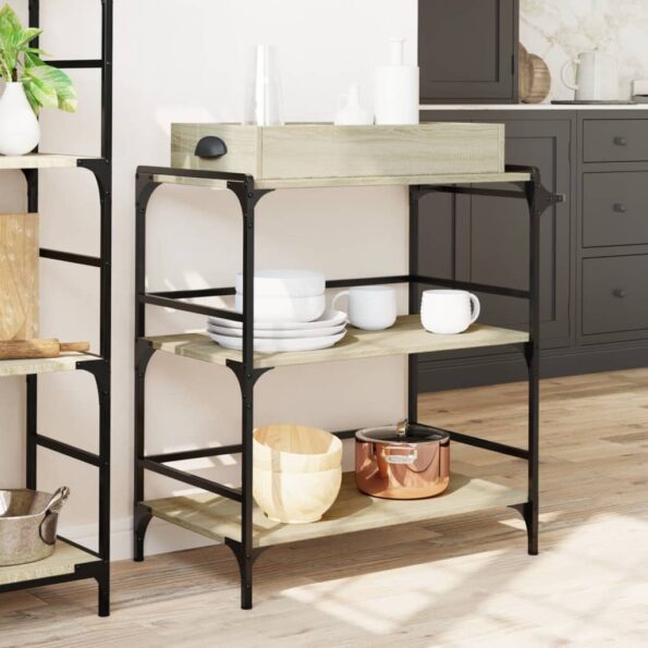 vidaXL Kuchynský vozík, dub sonoma 81,5x41x92,5 cm, kompozitné drevo – Obrázok 4