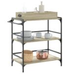 vidaXL Kuchynský vozík, dub sonoma 81,5x41x92,5 cm, kompozitné drevo – Obrázok 5