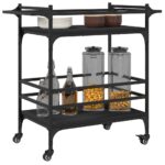 vidaXL Kuchynský vozík čierny 82x40x78,5 cm kompozitné drevo – Obrázok 5