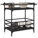 vidaXL Kuchynský vozík čierny 82x40x78,5 cm kompozitné drevo – Obrázok 6