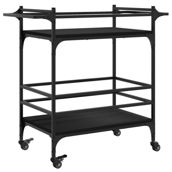 vidaXL Kuchynský vozík čierny 82x40x78,5 cm kompozitné drevo – Obrázok 9