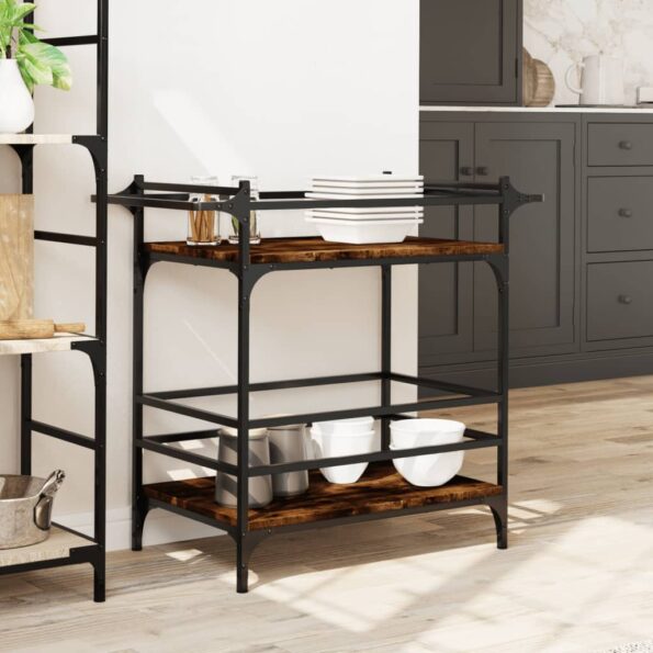 vidaXL Kuchynský vozík dymový dub 82x40x78,5 cm kompozitné drevo – Obrázok 3