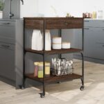 vidaXL Kuchynský vozík hnedý dub 60x48x89,5 cm kompozitné drevo – Obrázok 4
