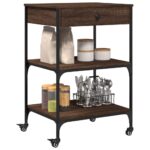 vidaXL Kuchynský vozík hnedý dub 60x48x89,5 cm kompozitné drevo – Obrázok 6