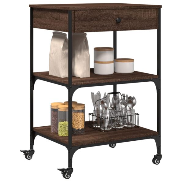 vidaXL Kuchynský vozík hnedý dub 60x48x89,5 cm kompozitné drevo – Obrázok 6