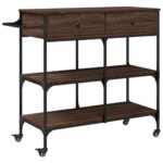 vidaXL Kuchynský vozík hnedý dub 105x42x95 cm kompozitné drevo – Obrázok 2