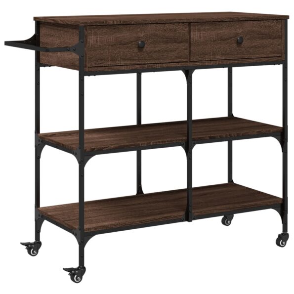 vidaXL Kuchynský vozík hnedý dub 105x42x95 cm kompozitné drevo – Obrázok 2