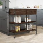 vidaXL Kuchynský vozík hnedý dub 105x42x95 cm kompozitné drevo – Obrázok 4