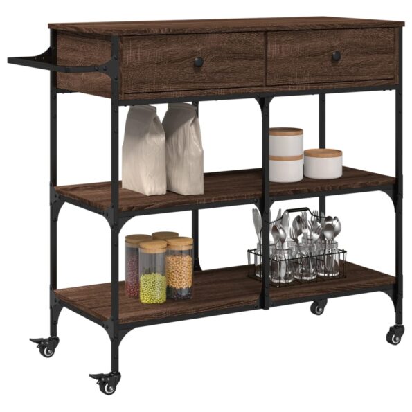 vidaXL Kuchynský vozík hnedý dub 105x42x95 cm kompozitné drevo – Obrázok 6