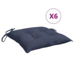 vidaXL Podložky na stoličku 6 ks námornícke-modré 50x50x7 cm – Obrázok 2