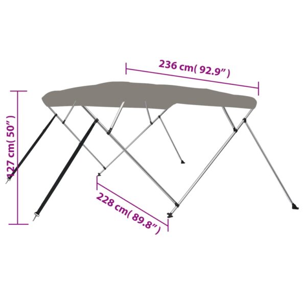 vidaXL 4-krídlová bimini strieška sivá 243x210x137 cm – Obrázok 11