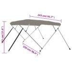 vidaXL 4-krídlová bimini strieška sivá 243x244x137 cm – Obrázok 11