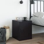 vidaXL Nočný stolík čierny 34,5x39x44 cm oceľ – Obrázok 3