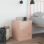 vidaXL Nočný stolík ružový 34,5x39x44 cm oceľ – Obrázok 3