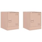vidaXL Nočné stolíky 2 ks ružové 34,5x39x44 cm oceľ – Obrázok 2