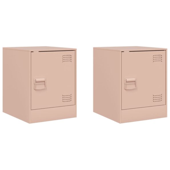 vidaXL Nočné stolíky 2 ks ružové 34,5x39x44 cm oceľ – Obrázok 2