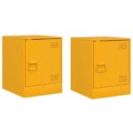 vidaXL Nočné stolíky 2 ks horčicovo-žlté 34,5x39x44 cm oceľ – Obrázok 2