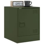 vidaXL Nočné stolíky 2 ks olivovozelené 34,5x39x44 cm oceľ – Obrázok 3