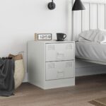 vidaXL Nočný stolík biely 34,5x39x44 cm oceľ – Obrázok 3