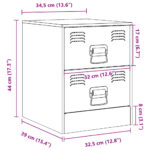 vidaXL Nočný stolík biely 34,5x39x44 cm oceľ – Obrázok 12