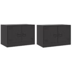 vidaXL TV skrinky 2 ks čierne 67x39x44 cm oceľ – Obrázok 2