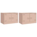 vidaXL TV skrinky 2 ks ružové 67x39x44 cm oceľ – Obrázok 2