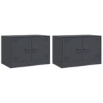vidaXL TV skrinky 2 ks antracitové 67x39x44 cm oceľ – Obrázok 2