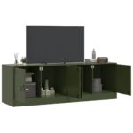 vidaXL TV skrinky 2 ks olivovozelené 67x39x44 cm oceľ – Obrázok 3