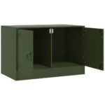 vidaXL TV skrinky 2 ks olivovozelené 67x39x44 cm oceľ – Obrázok 7