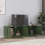 vidaXL TV skrinky 2 ks olivovozelené 67x39x44 cm oceľ