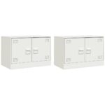 vidaXL TV skrinky 2 ks biele 67x39x44 cm oceľ – Obrázok 2
