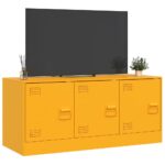 vidaXL TV skrinka horčicovo-žltá 99x39x44 cm oceľ – Obrázok 5