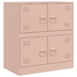 vidaXL Komoda ružová 67x39x73 cm oceľová – Obrázok 2