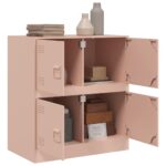 vidaXL Komoda ružová 67x39x73 cm oceľová – Obrázok 4