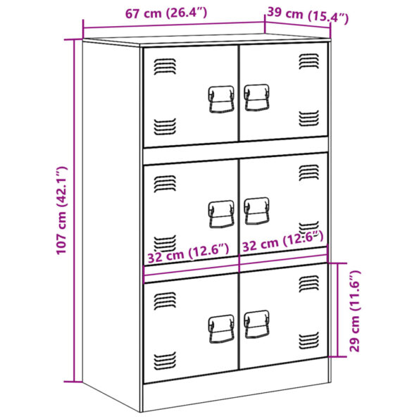 vidaXL Komoda biela 67x39x107 cm oceľová – Obrázok 12
