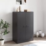 vidaXL Komoda čierna 67x39x107 cm oceľová – Obrázok 3